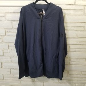 New Adidas Men's Sport Patterned Track Bomber Jacket Navy 2XL